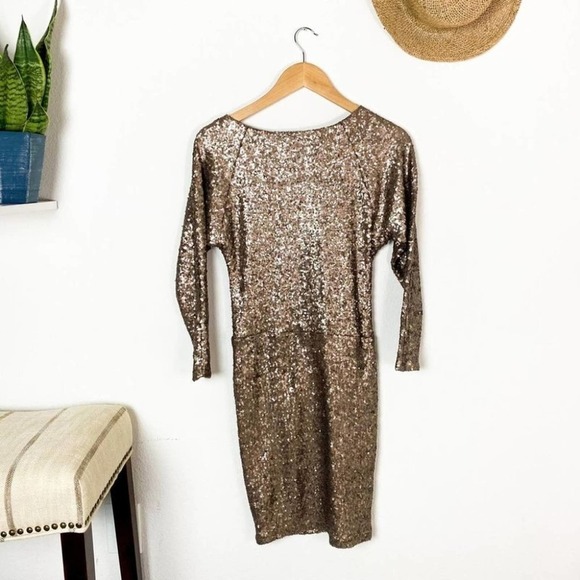 Greylin Gold Sequin Long Sleeve Sheath Dress Size S Small - Picture 12 of 13